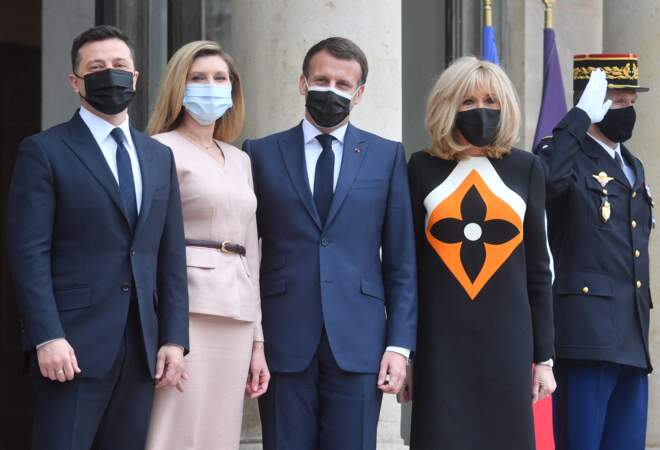 Olena Zelenska à l'Élysée avec le couple Macron en 2021