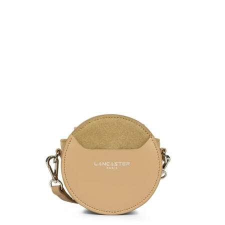 Mini sac porte-monnaie rond en cuir de vachette finition lisse, Lancaster, 59€