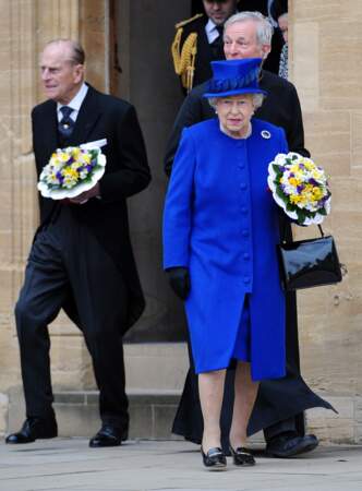 Elizabeth II et le prince Philip, réunis lors d'une messe, à Oxford, le 28 mars 2013.