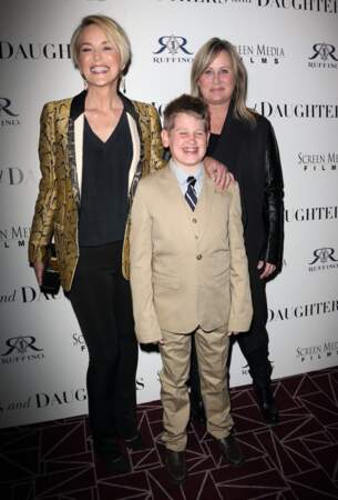 Sharon Stone et sa soeur ainsi que son fils Laird en 2016