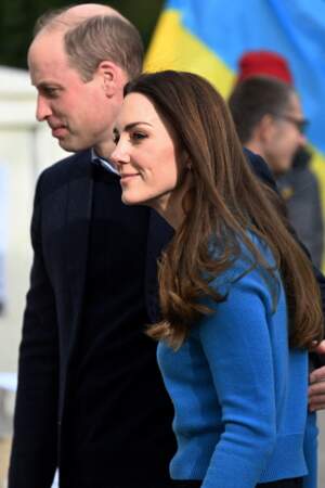 Le prince William et Kate Middleton, Duc et Duchesse de Cambridge, arrivent au centre culturel ukrainien à Londres,  Le 9 mars 2022. 