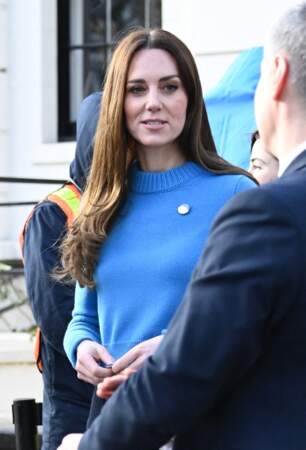 Kate Middleton aux couleurs de l'Ukraine le 9 mars 2022. 
