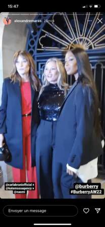 Carla Bruni, Kate Moss et Naomi Campbell réunies au défilé Burberry