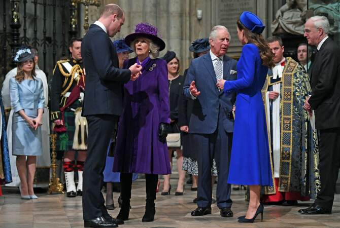 Charles, Camilla Parker Bowles, William et Kate Middleton réunis à la cérémonie du Commonwealth, le lundi 14 mars 2022.