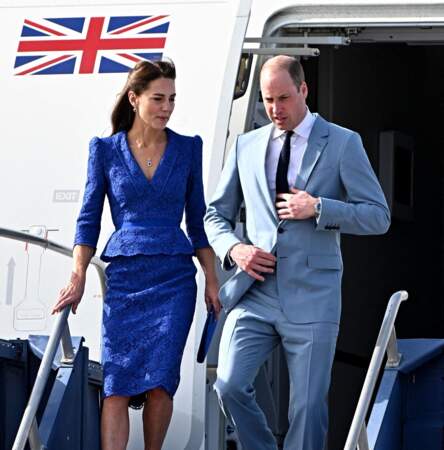 Le prince William et Kate Middleton arrivant au Belize le 19 mars 2022