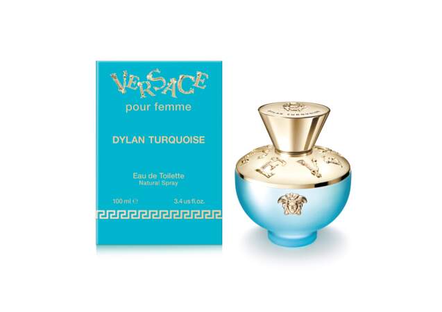 Dylan Turquoise Eau de Toilette, Versace, 99€ les 100 ml disponible en parfumerie et sur versace.com/fr