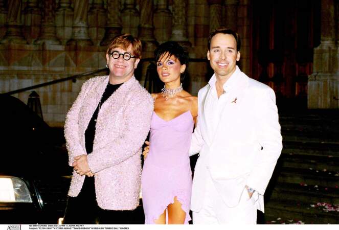 Elton John, Victoria Beckham et David Furnish 