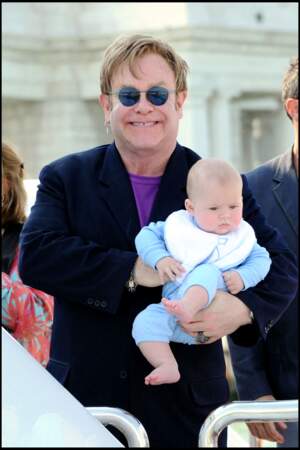 Elton John et son fils Zachary à Venise