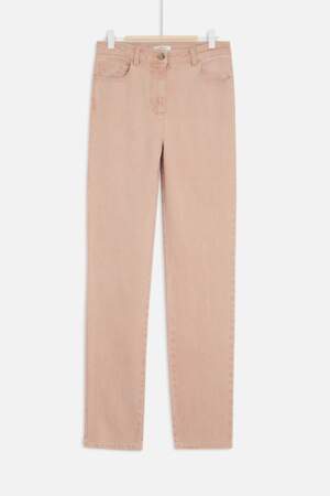 Pantalon slim couleur pêche en coton certifié détails passant au dos renforcé, Caroll S’engage, 95€
