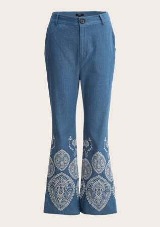 Pantalon évasé à motif 97% coton, 3% elasthanne , MOTF, 16,99€ 