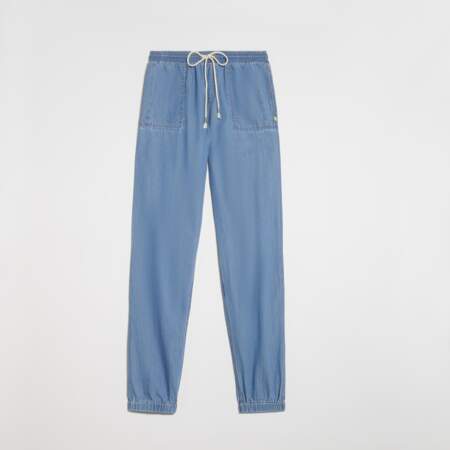 Pantalon ceinture élastiquée en coton biologique, TBS, 69,90€
