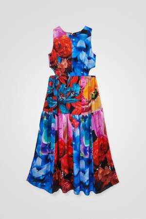 Maxi robe boho très tendance à col fermé et découpes latérales à la taille designed By M. Christian Lacroix, Desigual, 159,95€