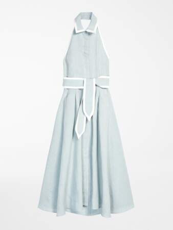 Robe longue en toile de lin délavé avec jupe évasée et dos nu, Max Mara, 595€