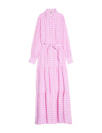 Robe longue en vichy rose Léna 100% lin, Inès de la Fressange Paris, 575€
