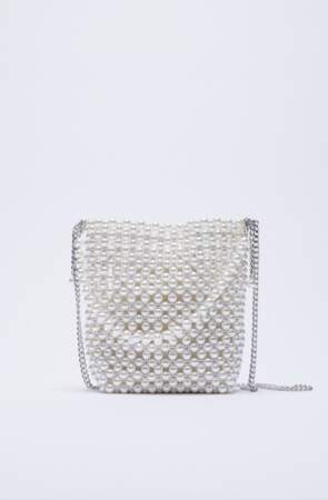 Mini sac seau en perles Zara, 39,95€