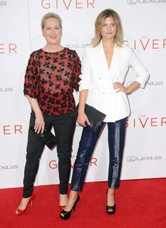 Meryl Streep et sa fille Louisa Gummer à l'avant-première du film "The Giver" au Ziegfeld Theatre à New York, le 11 août 2014.