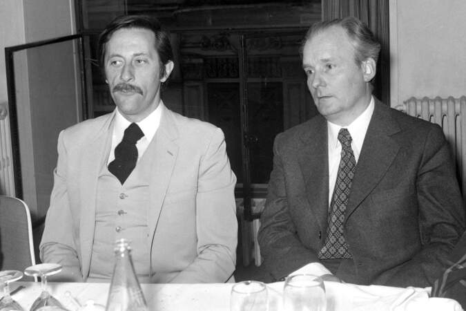 Michel Bouquet et Jean Rochefort à la présentation du film "Le Complot" en 1973.