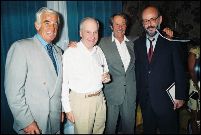 Michel Bouquet avec Jean-Paul Belmondo, Jean Rochefort et Bertrand Blier à Paris en 1997