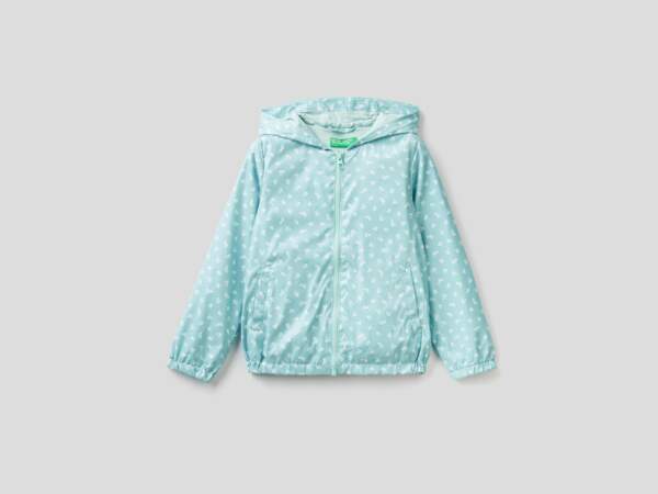 Blouson zippé à capuche en tissu technique léger "Rain Defender", United Colors of Benetton, 39,95€