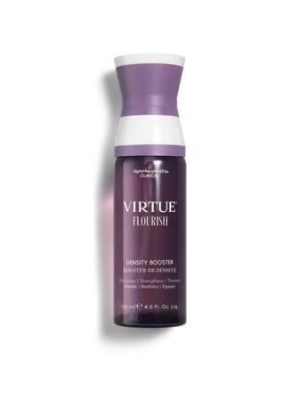Booster de densité Virtue Flourish® de VIRTUE®, nourrit les follicules pileux et protège les cheveux fins pour leur permettre se de développer. 51€ les 120 ml
