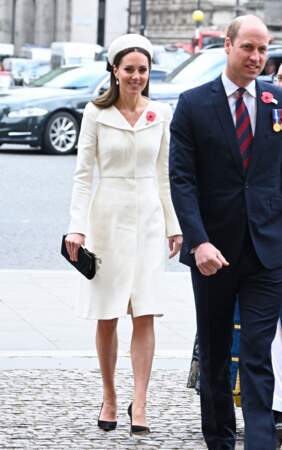 Le prince William et son épouse Kate Middleton, un couple très chic pour assister à un service à l'abbaye de Westminster commémorant l'Anzac Day à Londres, le 25 avril 2022.
