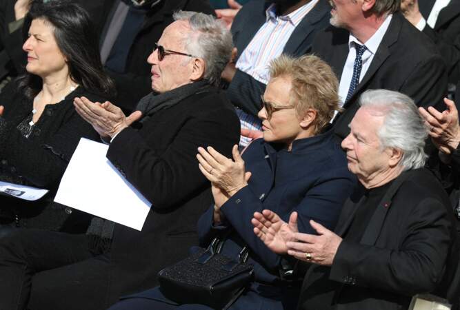 Fabrice Luchini, Muriel Robin et Pierre Arditi ont rendu hommage au défunt Michel Bouquet à l'Hôtel national des Invalides à Paris, le 27 avril 2022