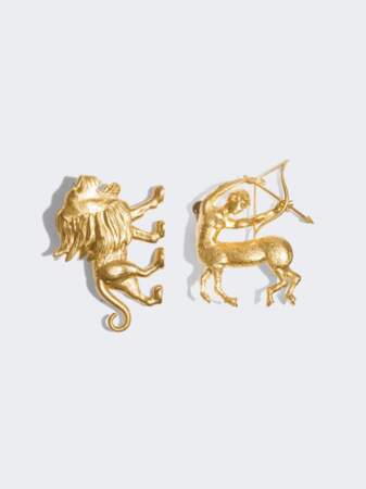 Boucles d'oreilles Zodiac lion /sagittaire, Schiaparelli, 750€