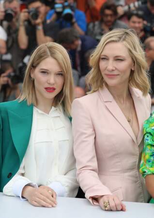 Léa Seydoux et Cate Blanchett, présidente du jury du 71ème festival de Cannes, le 8 mai 2018.