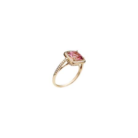 Solitaire en or rose, tourmaline rose et diamants, Lassaussois Les bijoux, 3 500€