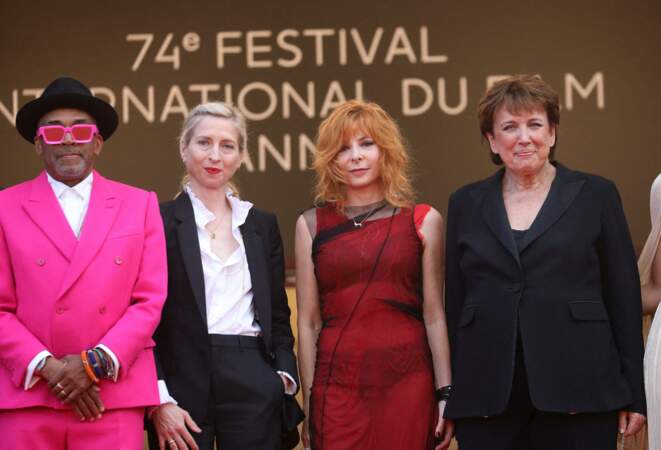 Spike Lee, Jessica Hausner, Mylène Farmer et Roselyne Bachelot au Festival International du Film de Cannes le 6 juillet 2021.