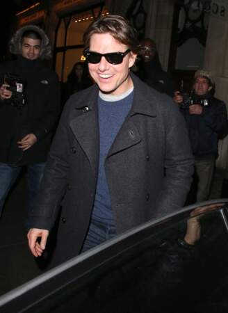 Tom Cruise à la sortie d'un restaurant londonien, le 11 février 2015