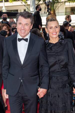 Christian Estrosi et sa femme Laura Tenoudji lors du 74ème Festival International du Film de Cannes le 10 juillet 2021.