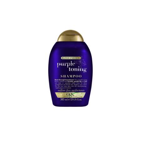 Shampooing Violet Déjaunissant Purple Toning, OGX, 12,99€ les 385ml disponible en exclusivité chez Monoprix