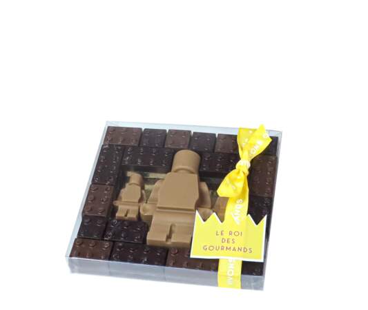 Jeu façon Lego, briques et figurines en chocolat au lait et chocolat noir, De Neuville, 21,90€ les 250g