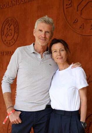 Denis Brogniart et sa femme Hortense au village (jour 9) lors des Internationaux de France de Tennis de Roland Garros 2022 à Paris, France, le 30 mai 2022. 