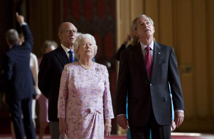 Elisabeth II et George Bush