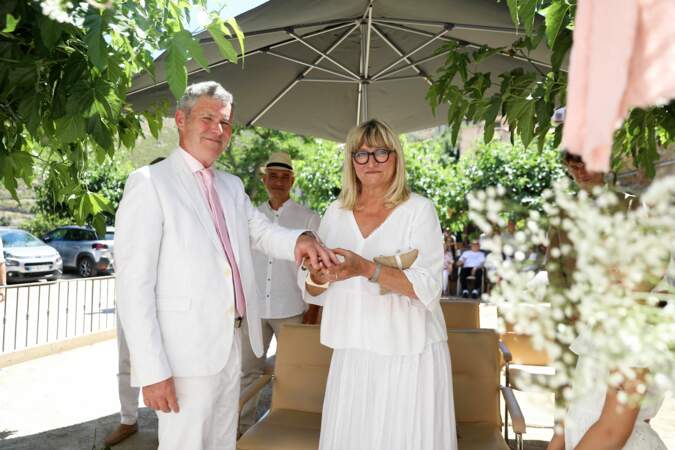 Christine Bravo durant son mariage avec son compagnon Stéphane Bachot, samedi 11 juin 2022.