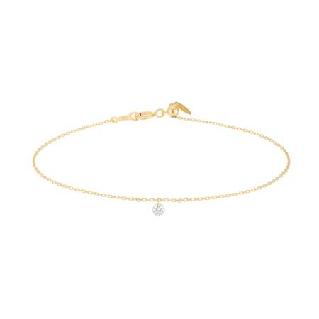 Bracelet minimaliste Danaé or 18 carats et 1 diamant percé, Persée Paris, 460 €