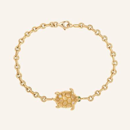 Bracelet Donatello or jaune, diamants et tsavorites, Salomé Rico, 1 490 €
