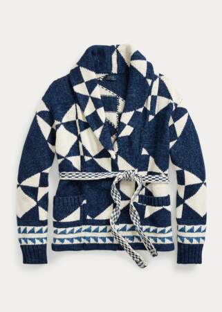 Cardigan col châle lin-coton géométrique, Polo Ralph Lauren, 799€