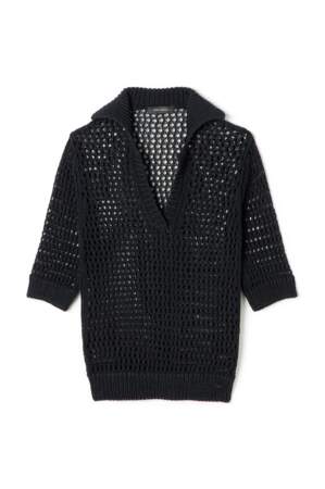 Pull en crochet noir Atarsi polo, cop.copine, 95€ sur cop-copine.com