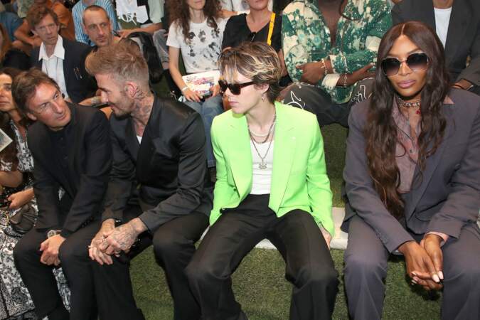 David Beckham, son fils Cruz et Naomie Campbell ravis d'être aux premières loges du défilé de mode Homme printemps-été 2023 Dior