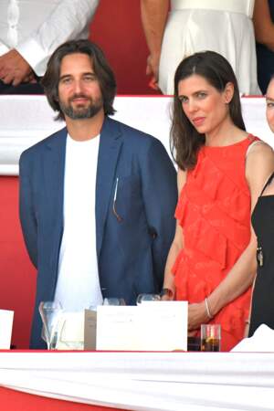 Dimitri Rassam et sa femme Charlotte Casiraghi durant le Jumping International de Monaco le 1er juillet 2022.
