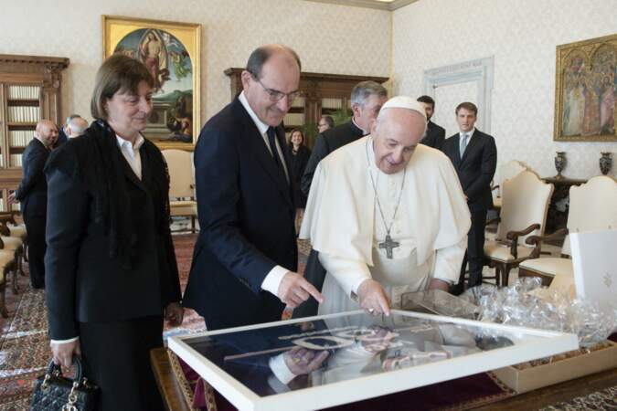 Jean Castex et son épouse Sandra Ribelaygue, en visite au Vatican en octobre 2021