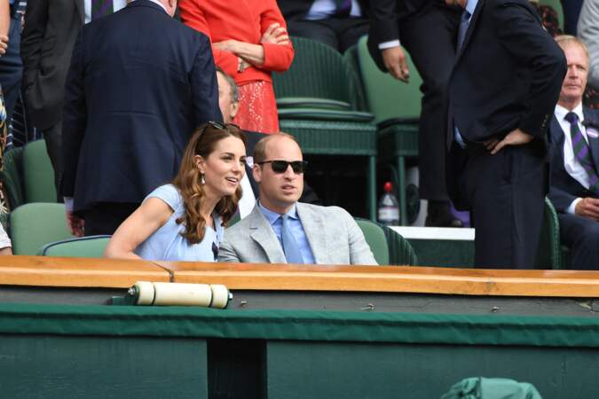 Le prince William et Kate Middleton arrivant au tournoi de Wimbledon pour assister à la finale homme "Novak Djokovic - Roger Federer", le 14 juillet 2019.  