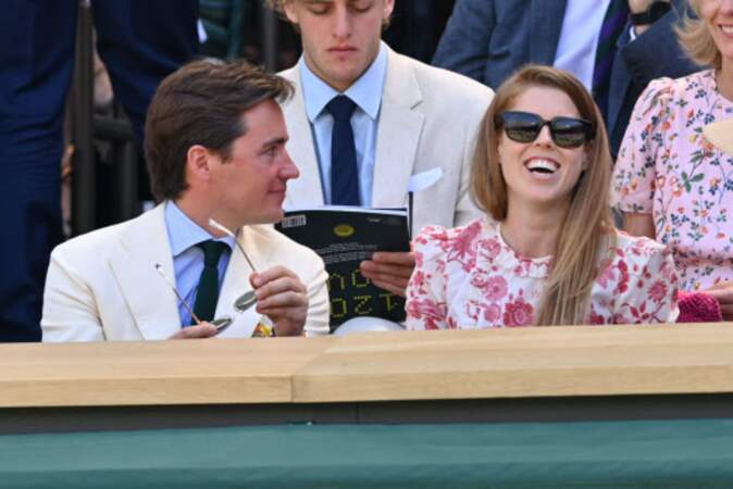 Princess Beatrice et son mari Edoardo Mapelli Mozzi assistent au tournois de Wimbledon en juillet 2022