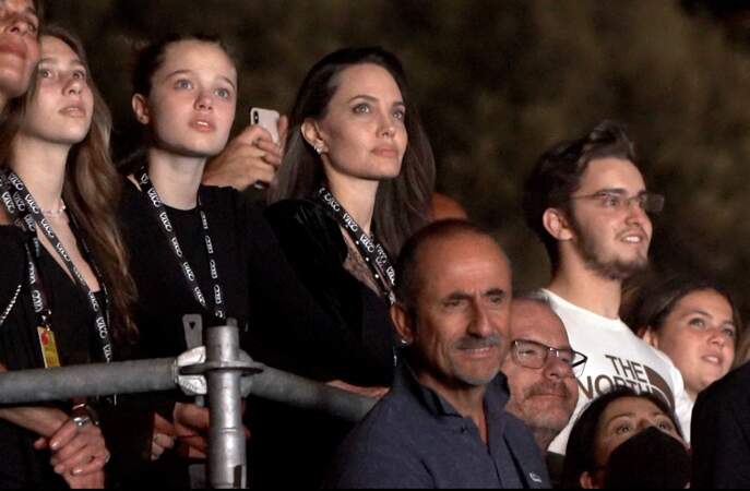 Angelina Jolie et sa fille Shiloh ont fait une rare apparition commune lors du concert de Måneskin, au "Circo Massimo", à Rome, le 9 juillet 2022.