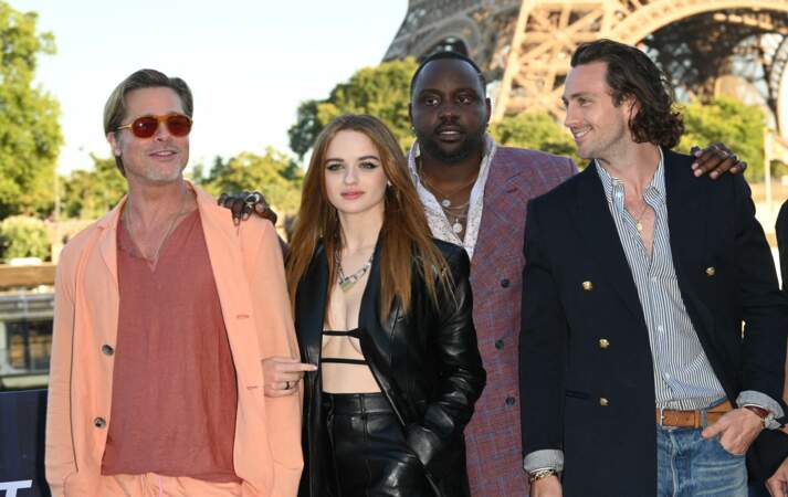 Brad Pitt, Joey King, Brian Tyree Henry et Aaron Taylor-Johnson font la promotion du film "Bullet Train" à Paris, le 16 juillet 2022