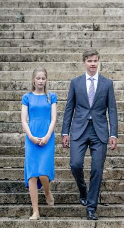 La princesse Eléonore et le prince Gabriel sont élégants pour assister à la fête nationale à Bruxelles, le 21 juillet 2022. 
