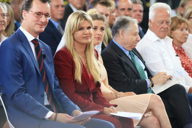 Corinna Schumacher, sa fille Gina et Jean Todt sont présents pour recevoir le Prix d'Etat de Rhénanie du Nord-Westphalie destiné à Michael Schumacher, à Cologne en Allemagne le 20 juillet 2022.